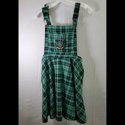 Harry Potter Green Plaid Overall Dress Size M