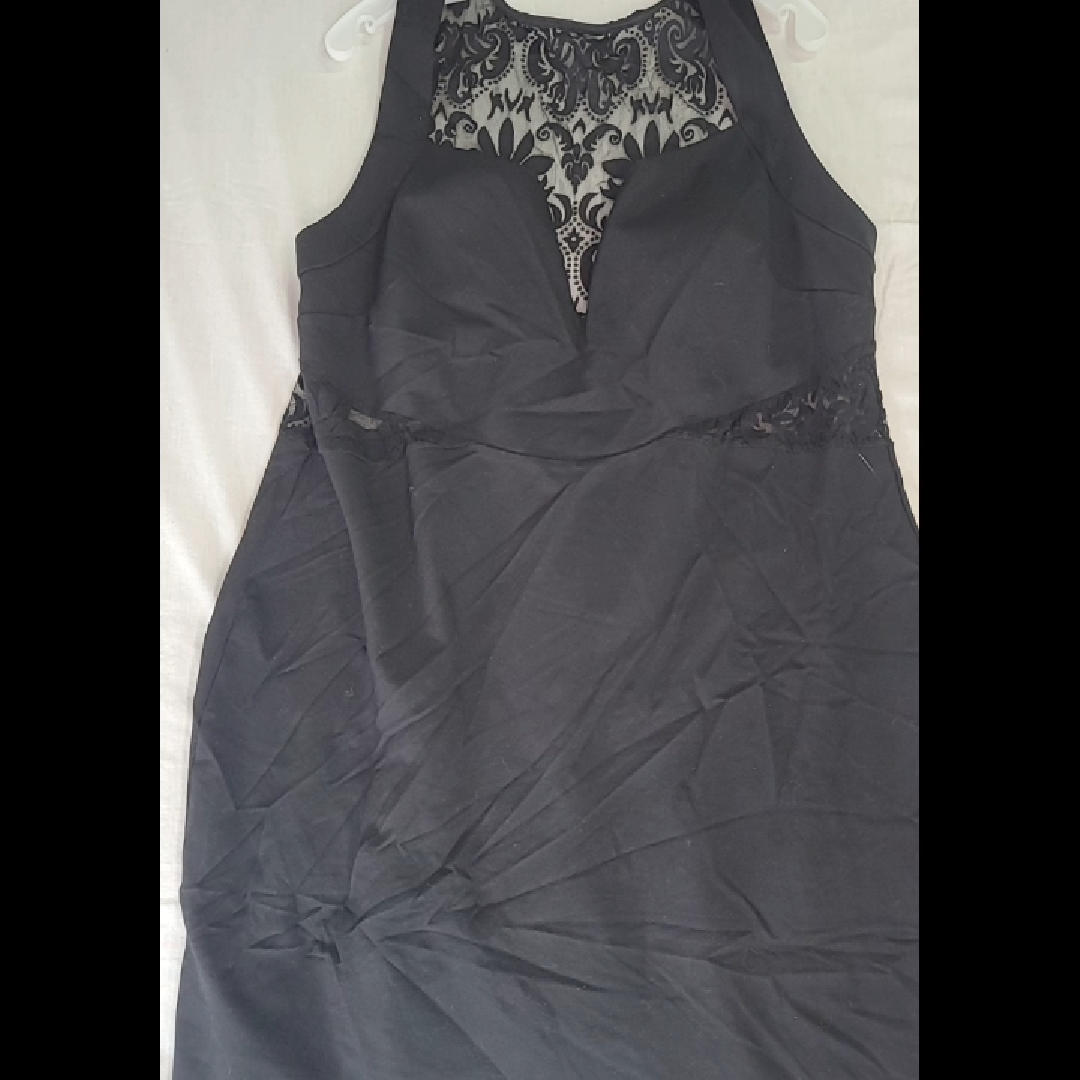 Fashion to Figure Black Lace Detail Midi Dress