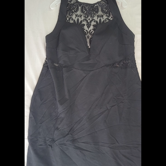 Fashion to Figure Black Lace Detail Midi Dress