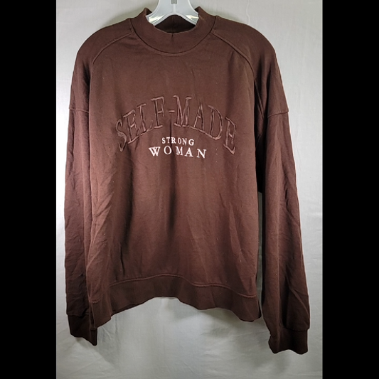 Bershka Women's Brown Crew Neck Sweatshirt Size S