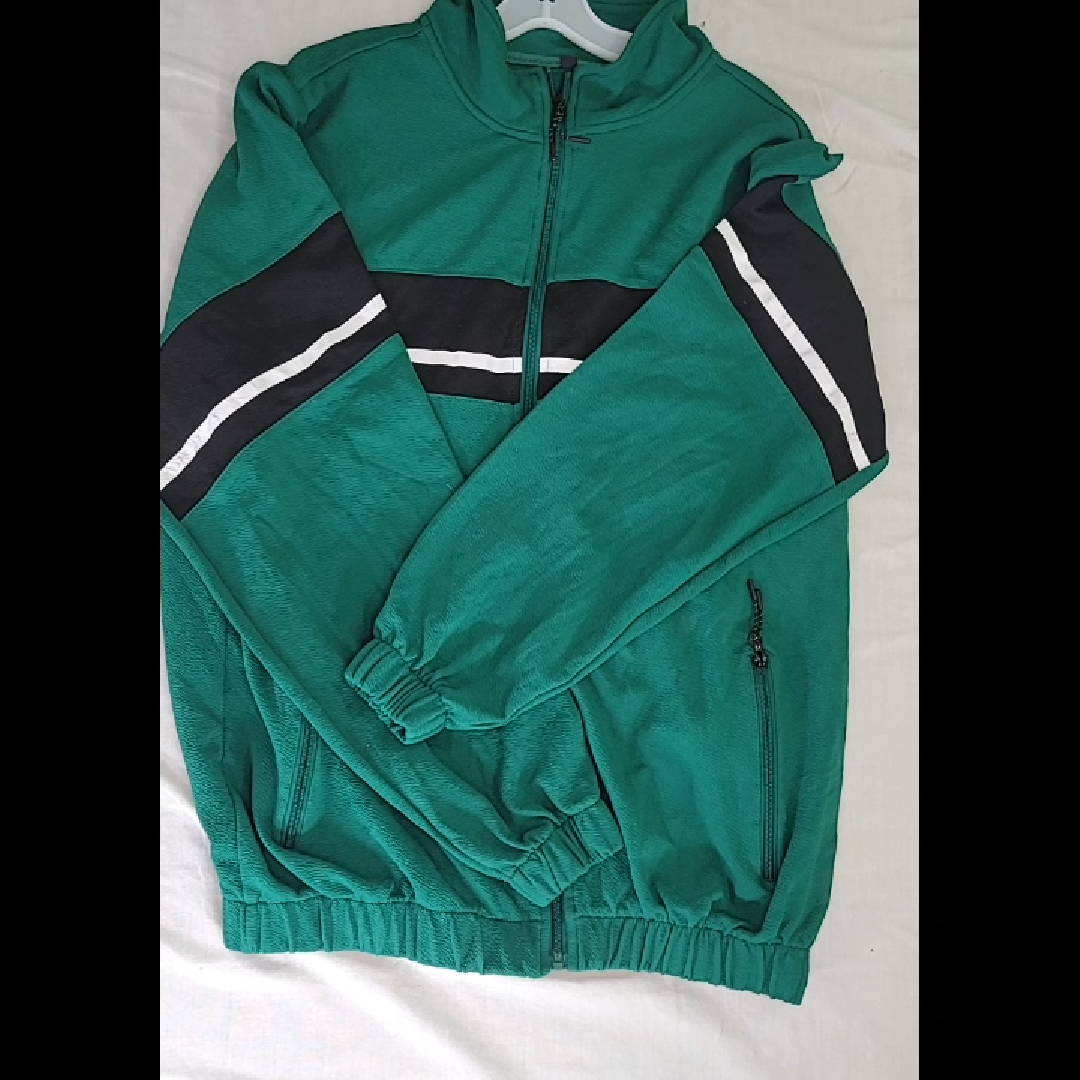 Men's XL Teal Track Jacket with Black Stripe Accents