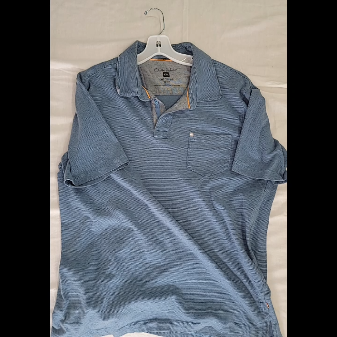 Quiksilver Men's Blue Striped Polo Shirt Size XL