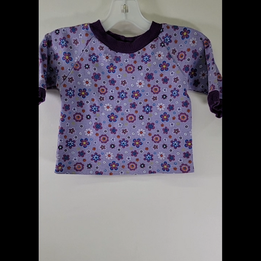 Handmade Floral Print Purple Top Size 12 MO
