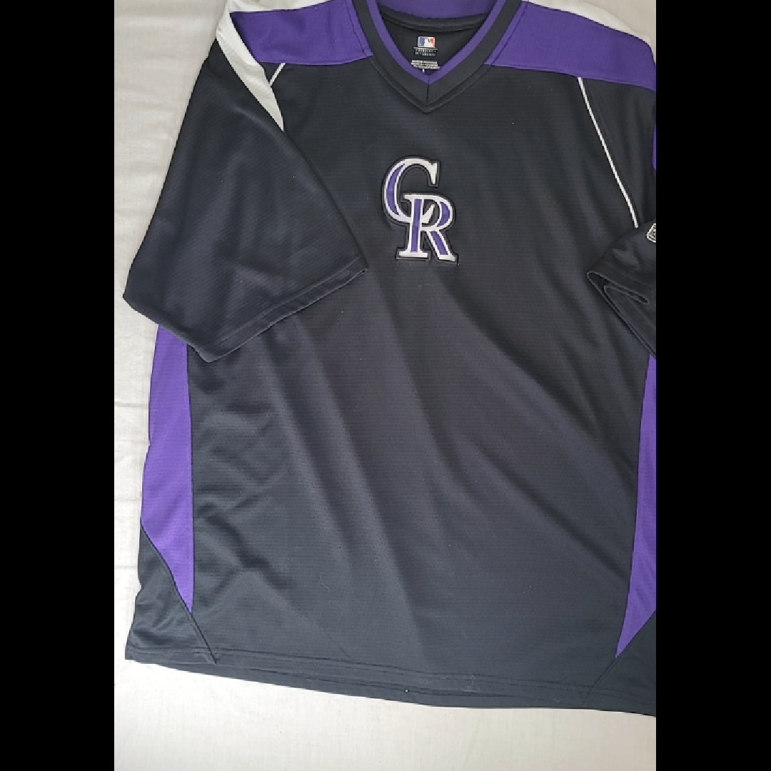 MLB Colorado Rockies Black and Purple Jersey - Size L