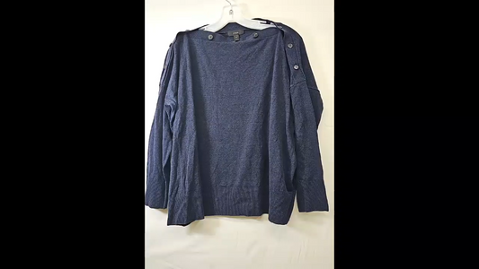 J. Crew Blue Viscose and Cotton Button Sweater Size L/XL