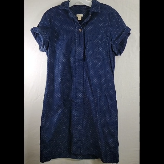 J.Crew Women's Medium Dark Blue Polka Dot Corduroy Mini Dress Size M