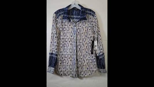 Liverpool Grecian Tile Button Front Blouse Size S