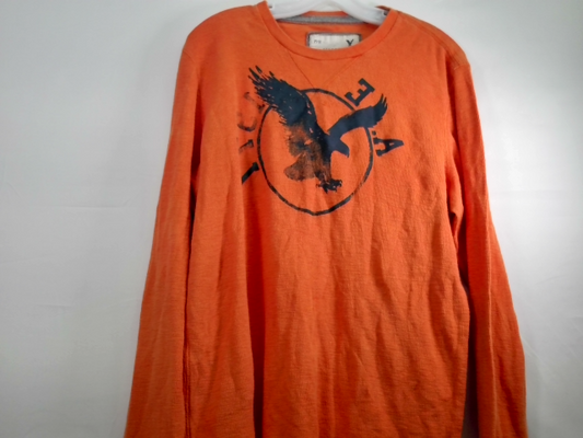 Mens Orange American Eagle Graphic Long Sleeve Size L