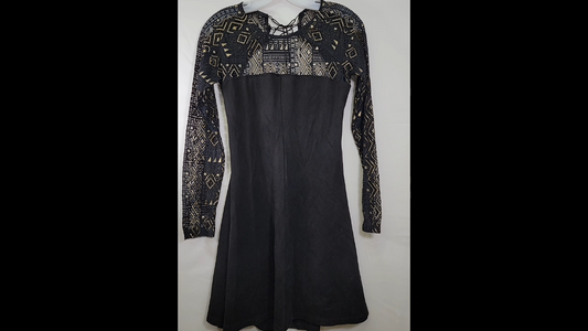 Anthropologie Foxiedox Black Velvet Lace Dress Size S