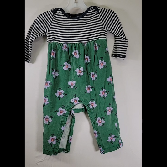 Tea Floral and Striped Baby Romper Size 9-12 MO