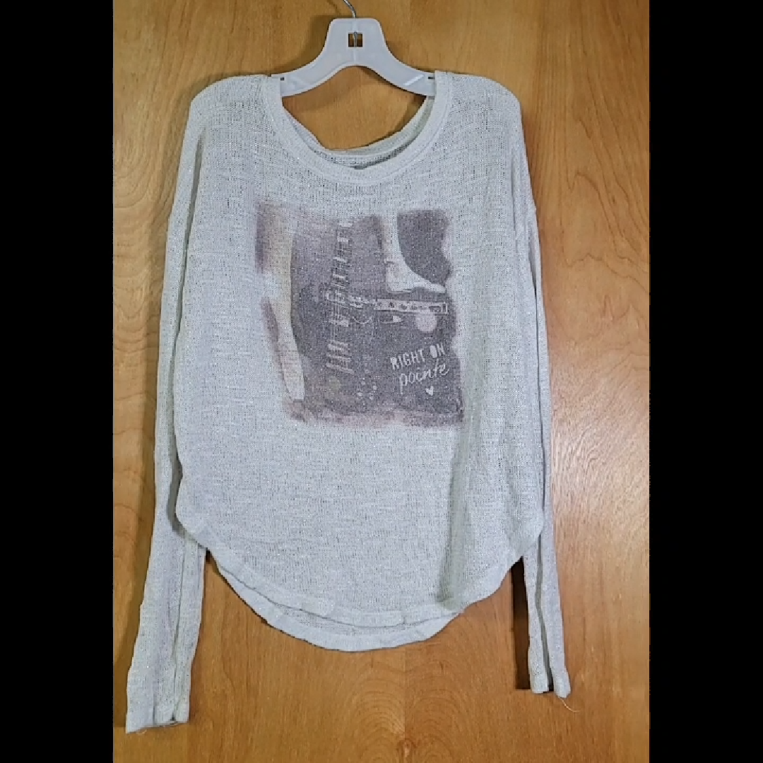 Light Gray Graphic Long Sleeve Top