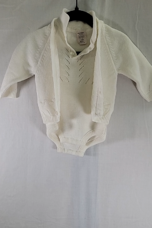 Vintage White Knitted Baby Set Size 6 - 9 MO