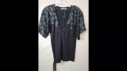 ANM Tie V-Neck Tee Size L