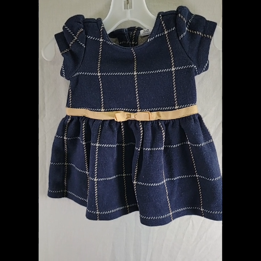 Janie and Jack Navy Blue Plaid Dress Size 3-6 MO