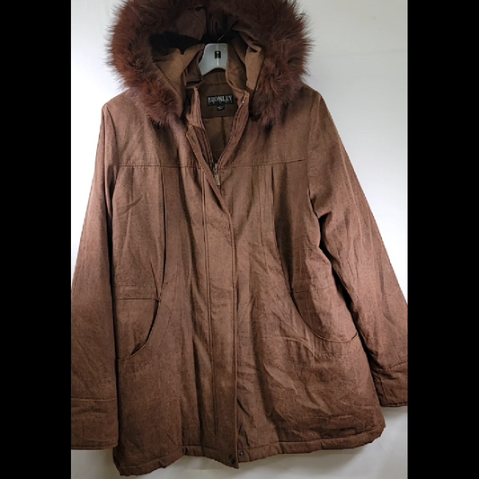 Bromley Brown Hooded Parka Jacket Size L
