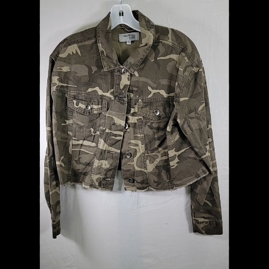 Working Title Camo Cropped Denim Jacket Size M