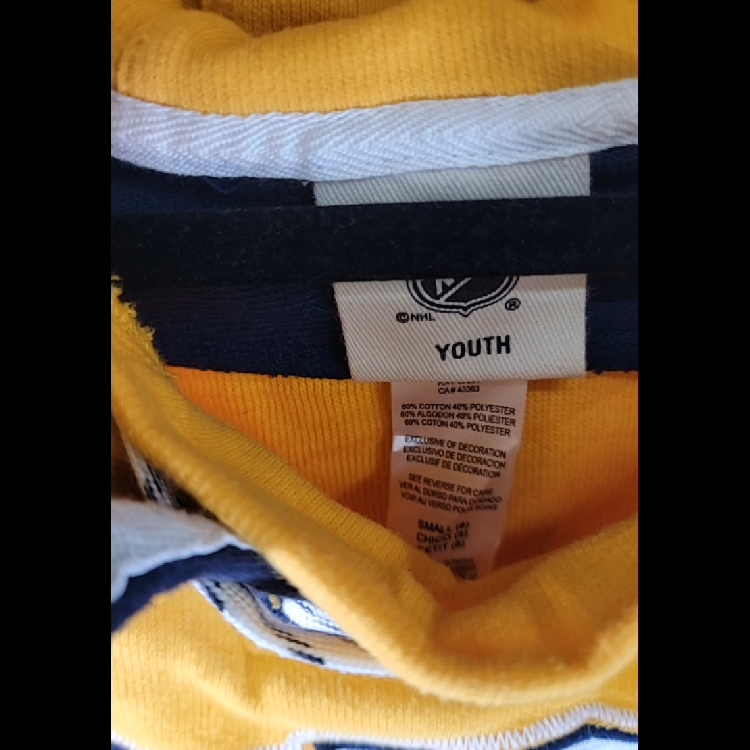 NHL Youth Nashville Predators Hoodie Yellow & Navy Blue Size S