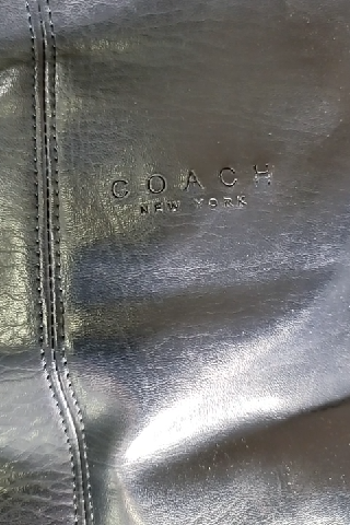 COACH Leather Tote Handbag Navy Blue