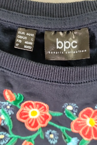 Bonprix Collection Embroidered Floral Navy Blue Sweatshirt Size L