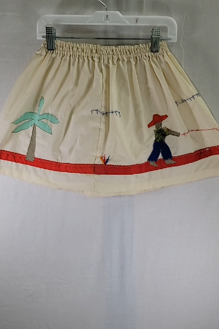Vintage Cream Embroidered Child's Skirt Handmade Size S