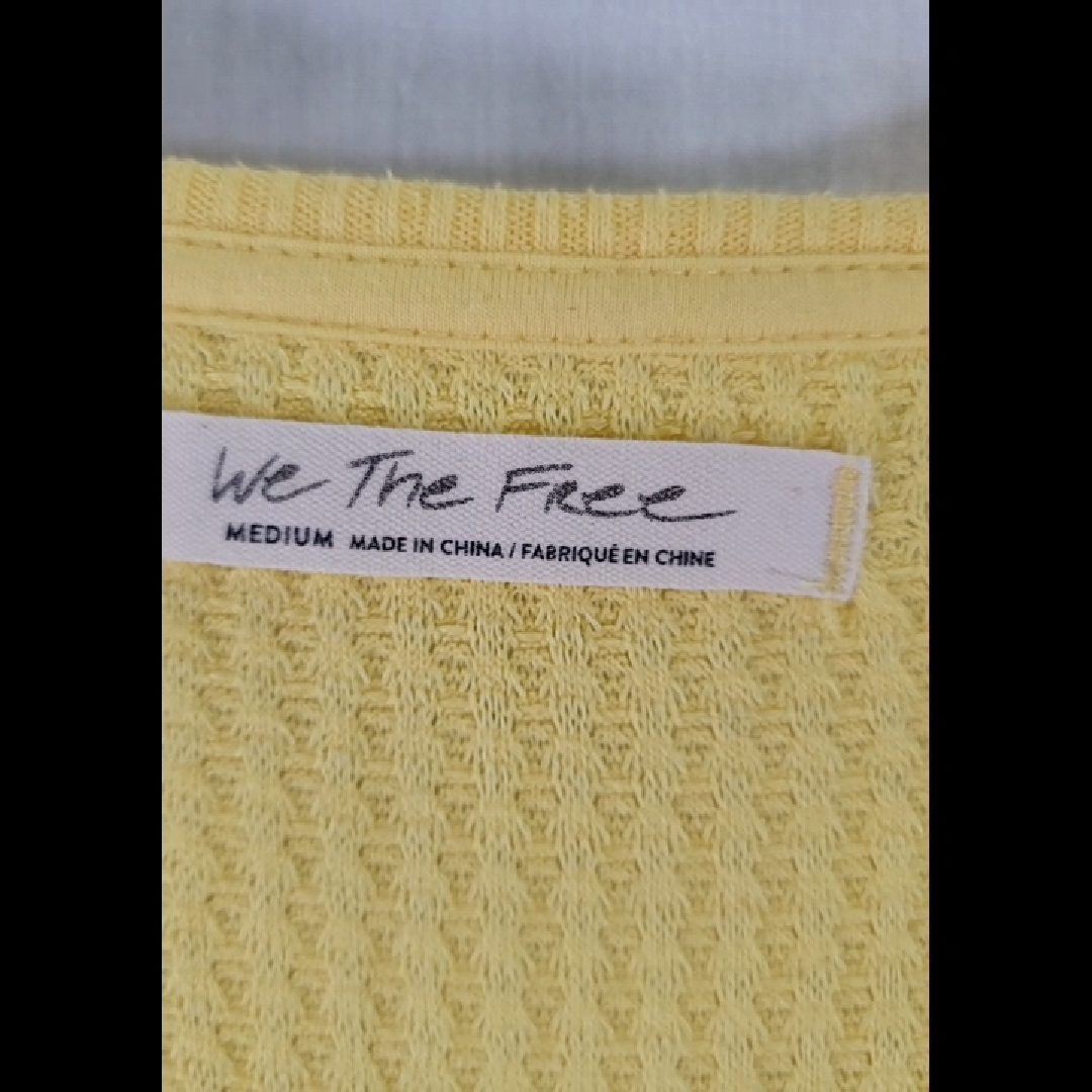 We The Free Yellow Waffle Knit Top Size M