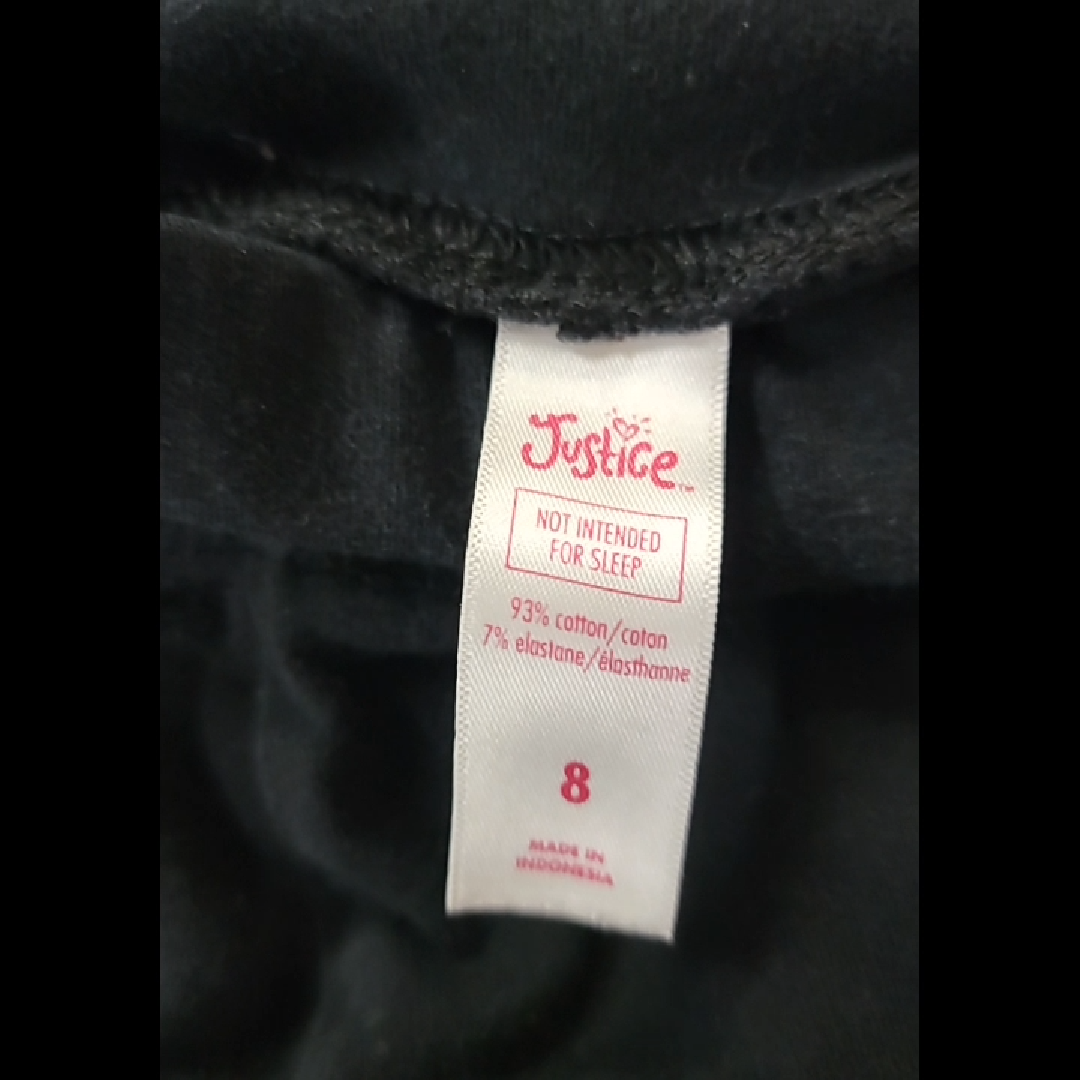 Justice Girls' Black Leggings with Dog Design Size 8 (M)