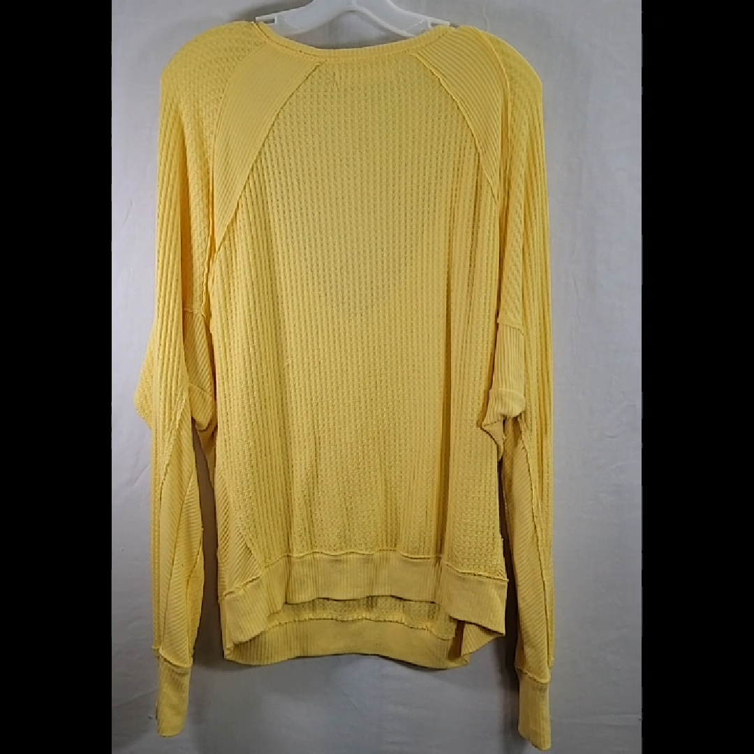 We The Free Yellow Waffle Knit Top Size M