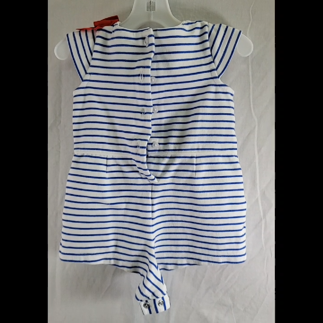 Janie And Jack Striped Romper with Bow Size 12-18 MO